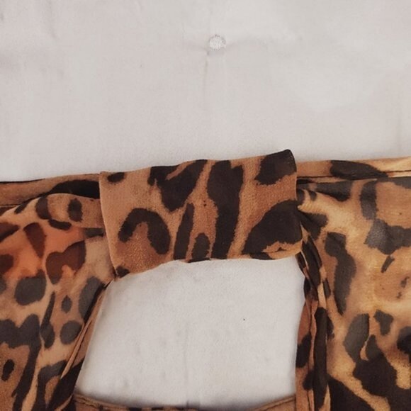 Vintage Y2K REBEL Cheetah Animal Print Tunic Peep Hole Back Sheer Top- XS - Picture 7 of 11